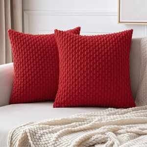 Set of 2 Striped Pillow Covers textured corduroy, 22”x22”